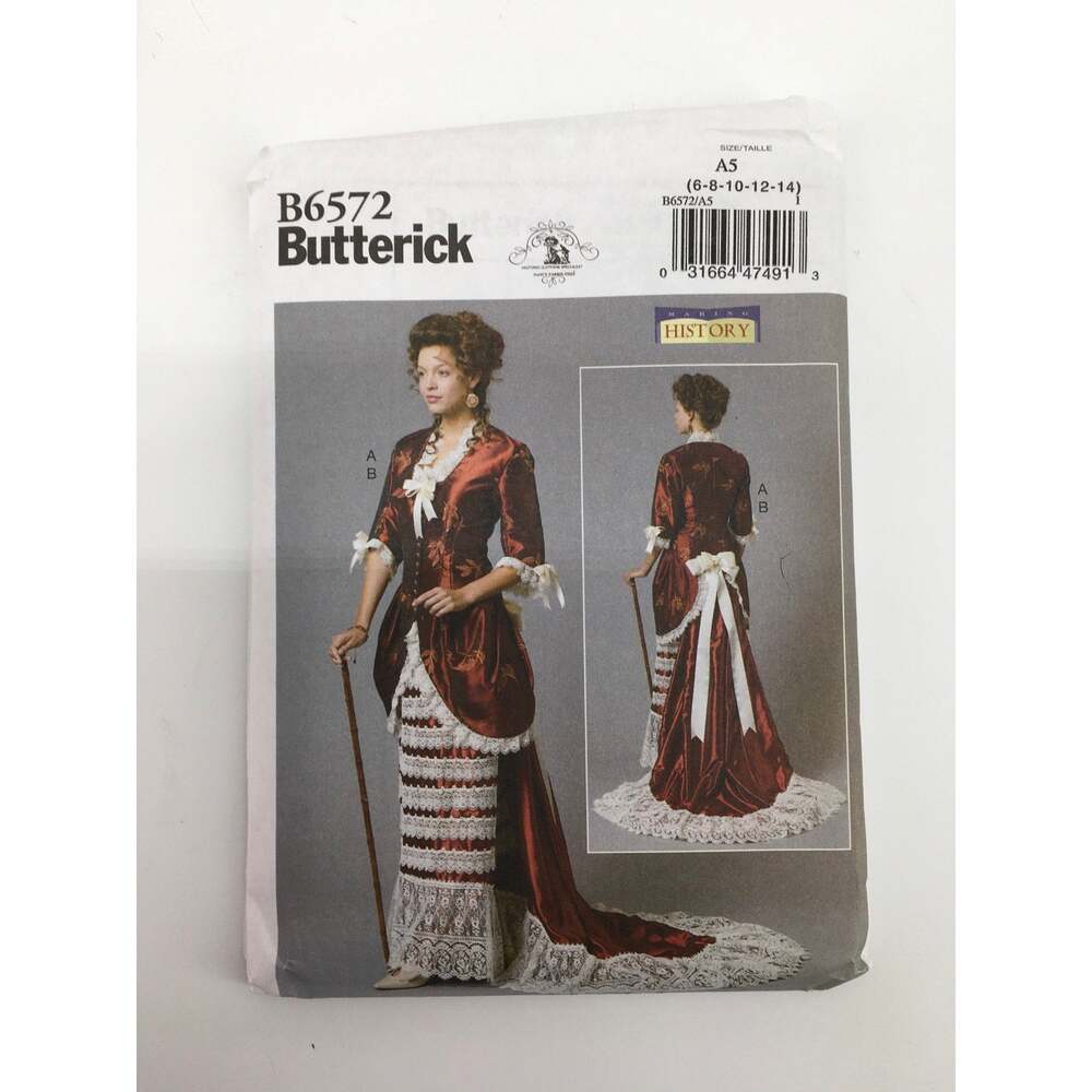 Butterick Sewing Pattern B6572 Victorian Reenactment Gown Costume 6-14 UNCUT